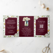 Invitation Trois Volets Mariage Code QR Pot Mason Fleurs des Champs en Boi (Intérieur)