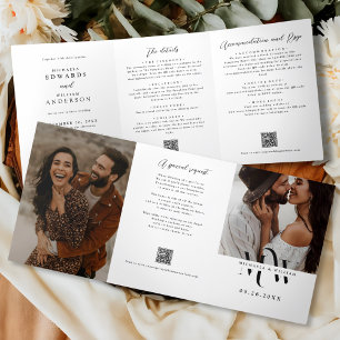 Invitation Trois Volets Mariage Code QR RSVP Détails Tout En Un Moderne