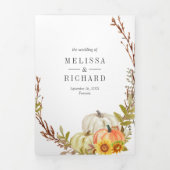 Invitation Trois Volets Mariage Code QR Tournesols Rustiques Citrouille (Page de couverture)