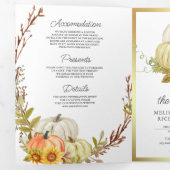 Invitation Trois Volets Mariage Code QR Tournesols Rustiques Citrouille (Intérieur en premier)