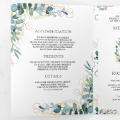 Invitation Trois Volets Mariage Code QR Tout en Un Eucalyptus Or Rustique (Intérieur en premier)