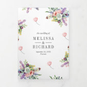 Invitation Trois Volets Mariage Code QR Tout en Un Pot Mason Fleur Sauvage (Page de couverture)
