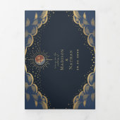 Invitation Trois Volets Mariage couleur or soleil et lune carte Tarot (Page de couverture)