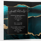 Invitation Trois Volets Mariage d'âge turquoise et Gold (Intérieur en premier)