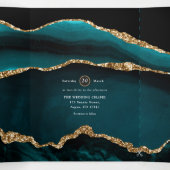 Invitation Trois Volets Mariage d'âge turquoise et Gold (Intérieur au milieu)
