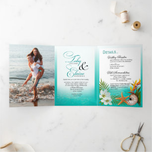 Invitation Trois Volets Mariage d'Aloha Tropical Beach
