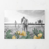 Invitation Trois Volets Mariage d'ananas Tropical Palm Marbre blanc Gold (Page de couverture)