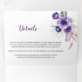 Invitation Trois Volets Mariage d'aquarelle blanc de lavande violet (Intérieur en premier)