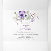 Invitation Trois Volets Mariage d'aquarelle blanc de lavande violet (Intérieur au milieu)