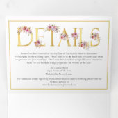Invitation Trois Volets Mariage d'aquarelle brillant Blooms (Intérieur en premier)