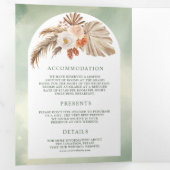 Invitation Trois Volets Mariage d'automne vert sauge floral citrouille pam (Intérieur en premier)