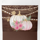 Invitation Trois Volets Mariage de automne de Citrouille blanc rose bois r (Intérieur en premier)