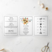 Invitation Trois Volets Mariage de automne de tournesol rustique (Intérieur)