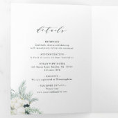 Invitation Trois Volets Mariage de bouquet à feuillage persistant et de co (Intérieur en premier)