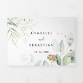 Invitation Trois Volets Mariage de calligraphie d'Eucalyptus d'or (Page de couverture)