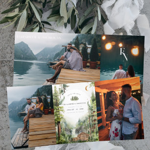 Invitation Trois Volets Mariage de cascade de forêt rustique Enregistrer