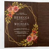 Invitation Trois Volets Mariage de charpente de grange rustique (Intérieur en premier)