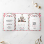 Invitation Trois Volets Mariage de cheminée d'art populaire scandinave (Intérieur)