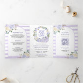 Invitation Trois Volets Mariage de code QR Citrouille Rose Lavender (Intérieur)