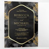 Invitation Trois Volets Mariage de code QR de l'encre liquide Abstraite au (Intérieur en premier)