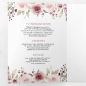 Invitation Trois Volets Mariage de code QR et d'Ampersand Rose flou (Intérieur en premier)