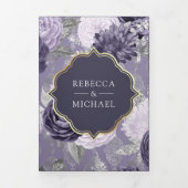 Invitation Trois Volets Mariage de code QR Heather Purple Floral Arch (Page de couverture)