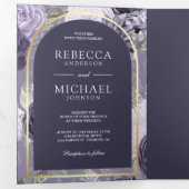 Invitation Trois Volets Mariage de code QR Heather Purple Floral Arch (Intérieur en premier)