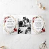 Invitation Trois Volets Mariage de collection de photos florale de Bourgog (Intérieur)