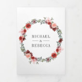 Invitation Trois Volets Mariage de collection de photos florale de Bourgog (Page de couverture)