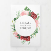 Invitation Trois Volets Mariage de collection de photos florale de Bourgog (Page de couverture)