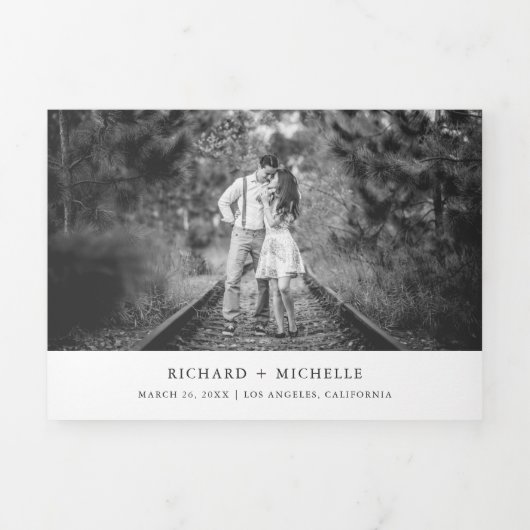 Invitation Trois Volets Mariage de collection photo moderne White Minimal  (Page de couverture)