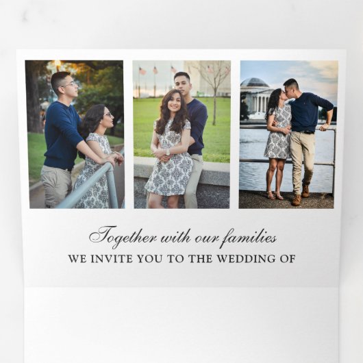 Invitation Trois Volets Mariage de collection photo moderne White Minimal  (Intérieur en premier)