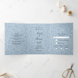 Invitation Trois Volets Mariage de conte de fées élégant tourbillon prince