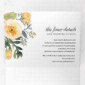 INVITATION TROIS VOLETS MARIAGE DE COULEUR D'EAU FLORALE BLUSH PEACH PEONY (Intérieur en premier)
