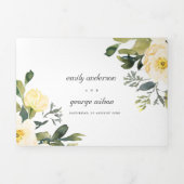 INVITATION TROIS VOLETS MARIAGE DE COULEUR D'EAU FLORALE JAUNE BLANCHE (Page de couverture)