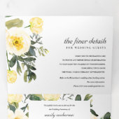 INVITATION TROIS VOLETS MARIAGE DE COULEUR D'EAU FLORALE JAUNE BLANCHE (Intérieur en premier)