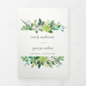 INVITATION TROIS VOLETS MARIAGE DE COULEUR D'EAU GRISSE SUCCULENT WREATING (Page de couverture)