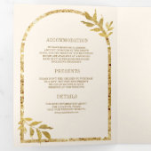 Invitation Trois Volets Mariage de crème Feuille Gold Laurel Wreath (Intérieur en premier)