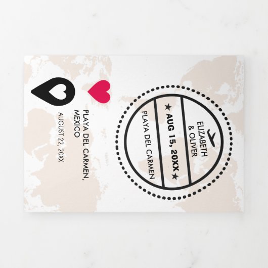 Invitation Trois Volets Mariage de destination (Page de couverture)