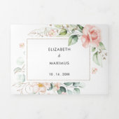 Invitation Trois Volets Mariage de feuillage d'or géométrique (Page de couverture)