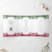 Invitation Trois Volets Mariage de fiesta vert et rouge (Intérieur)