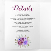 Invitation Trois Volets Mariage de fleurs d'aquarelle violet (Intérieur en premier)