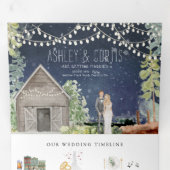 Invitation Trois Volets Mariage de grange dans les bois rustiques | Invita (Intérieur en premier)