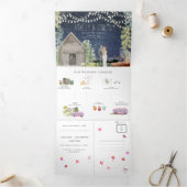 Invitation Trois Volets Mariage de grange dans les bois rustiques | Invita (Intérieur)