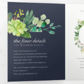 INVITATION TROIS VOLETS MARIAGE DE LA COULEUR D'EAU DE LA MARINE SUCCULENT (Intérieur en premier)