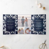 Invitation Trois Volets Mariage de la marine d'hiver des Feuilles de coule (Intérieur)