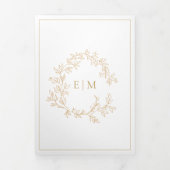 Invitation Trois Volets Mariage de monogramme de cime dorée (Page de couverture)
