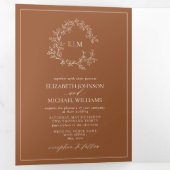 Invitation Trois Volets Mariage de monogramme en terre cuite (Intérieur en premier)