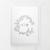 Invitation Trois Volets Mariage de monogramme gris moderne (Page de couverture)