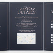 Invitation Trois Volets Mariage de monographie de la marine bleu rose pâle (Intérieur au milieu)